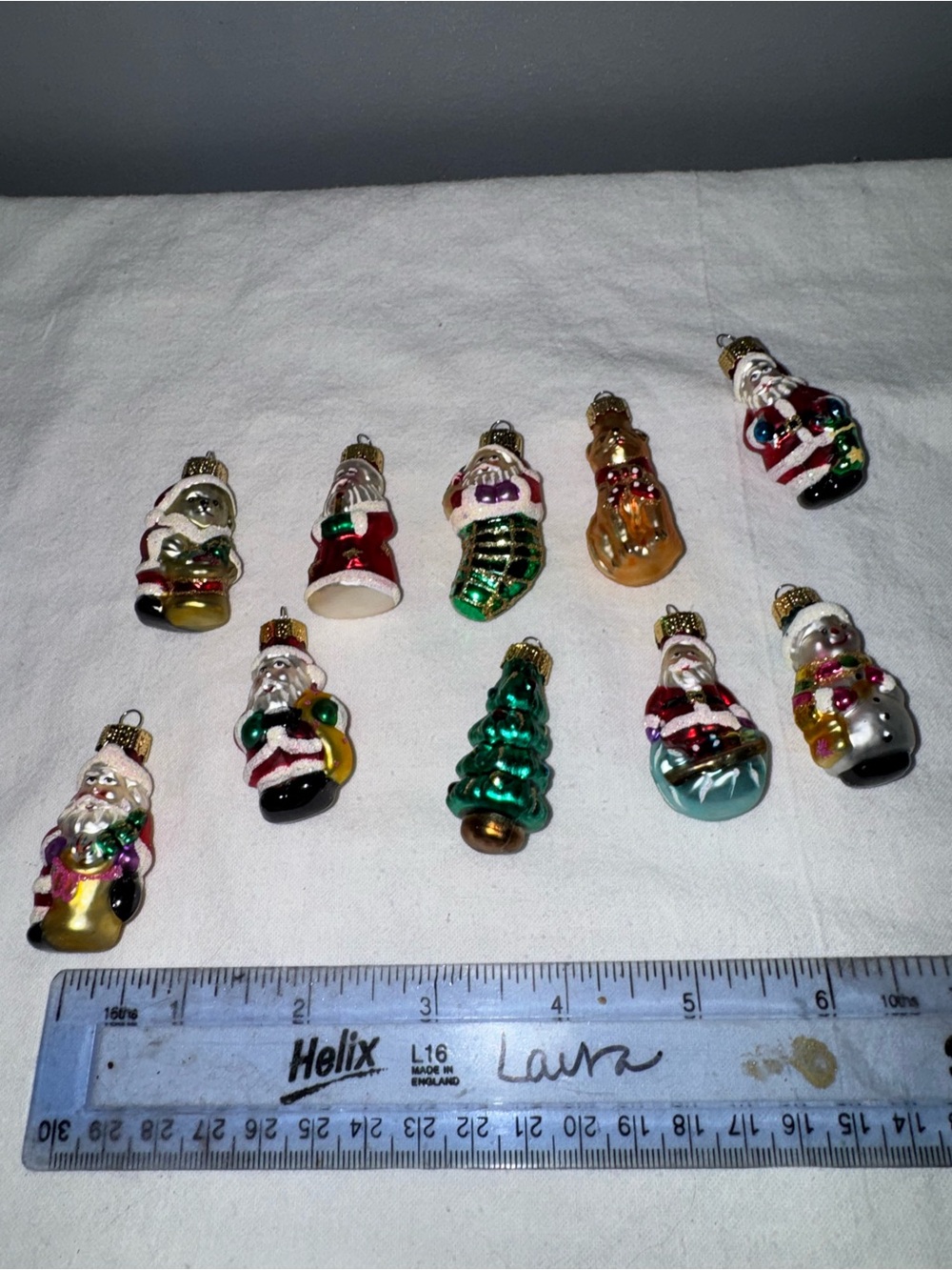 Set of 10 Mini mercury Glass Christmas Ornaments figural CUTE